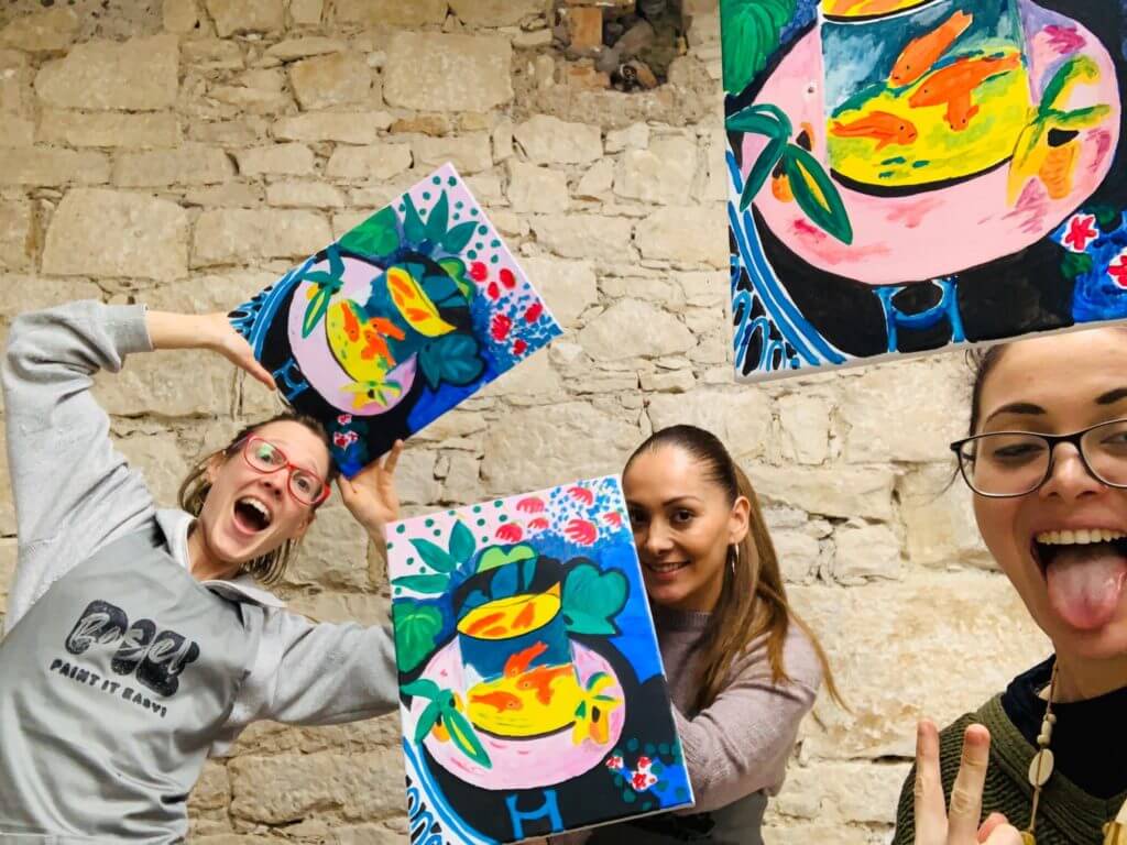 girls on a night out enjoying their painting event