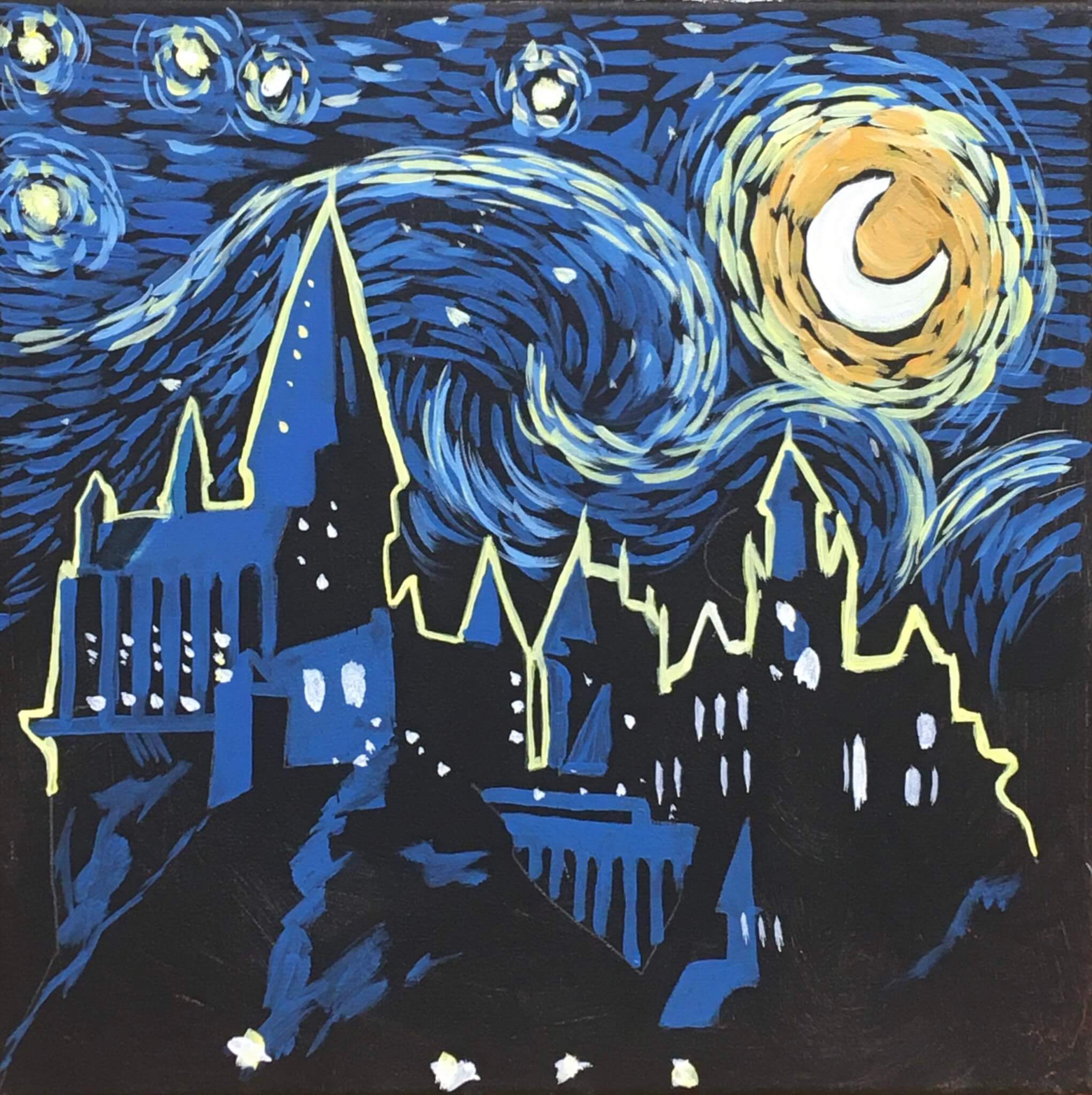 'Starry Night above Hogwarts' - Paint It Easy
