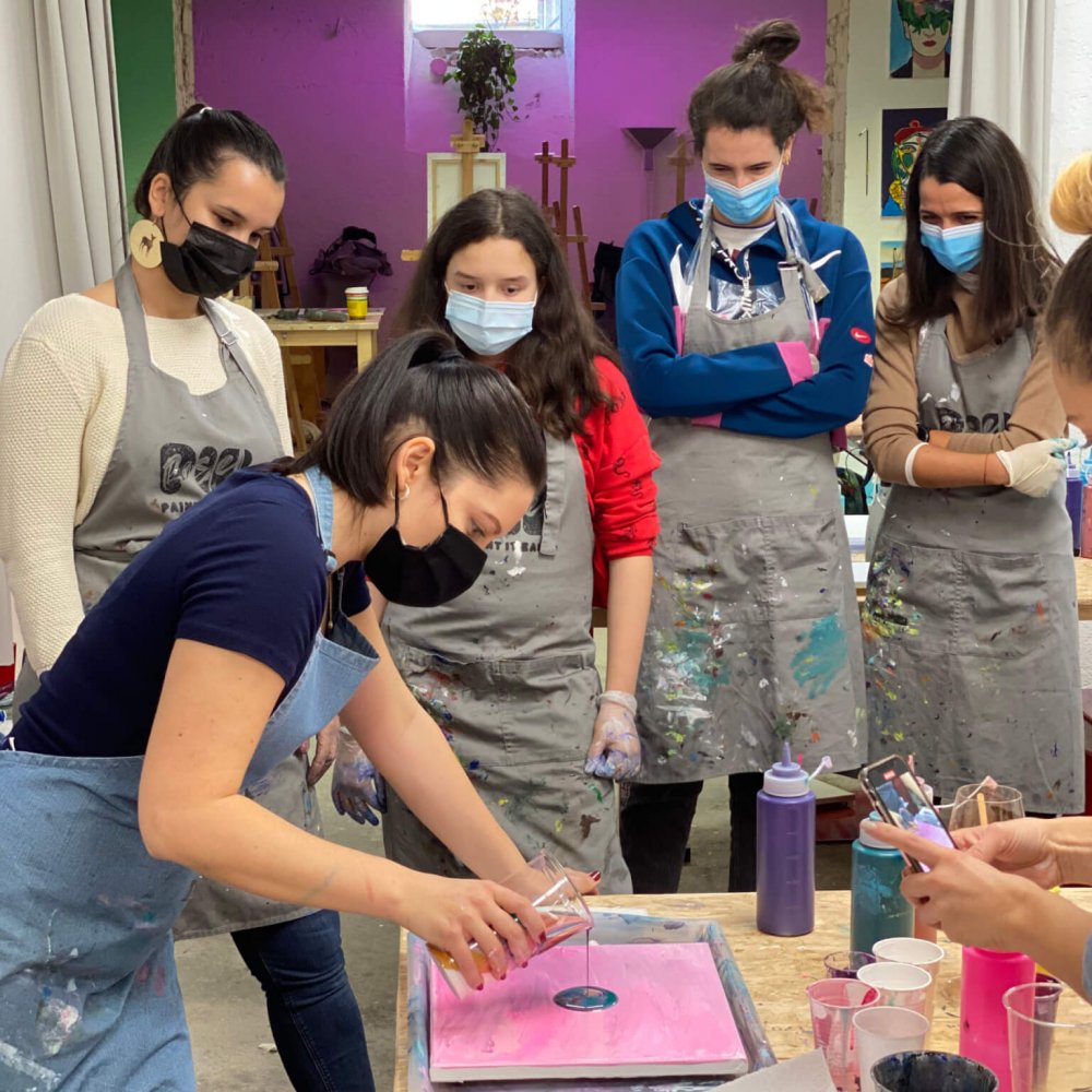 poauring acrylics painting workshop in basel